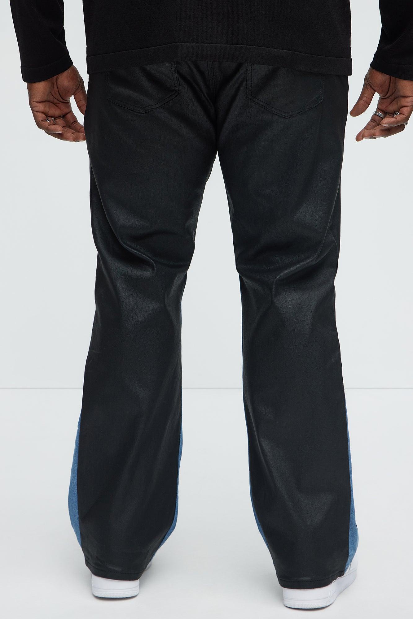Wesley Wax Coated Panel Stacked Slim Flare Jeans - Black/combo Product Image