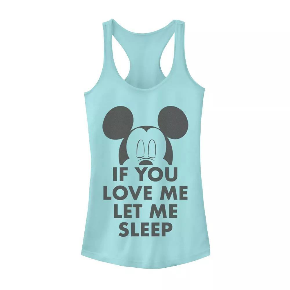 Disney's Mickey & Friends Juniors' Mickey If You Love Me Let Me Sleep Tank Top, Women's, Size: Large, Cancun Product Image