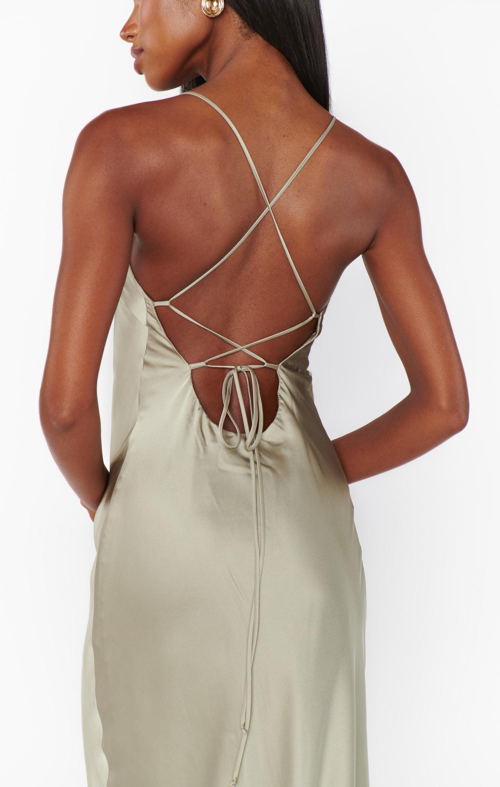 Dani Slip Dress ~ Moss Green Luxe Satin Product Image