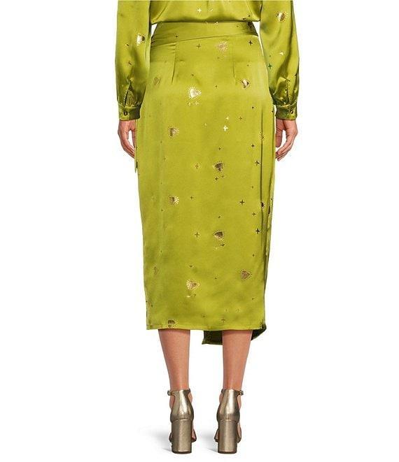 Never Fully Dressed Jaspre Lime Hearts Wrap Midi Skirt Product Image