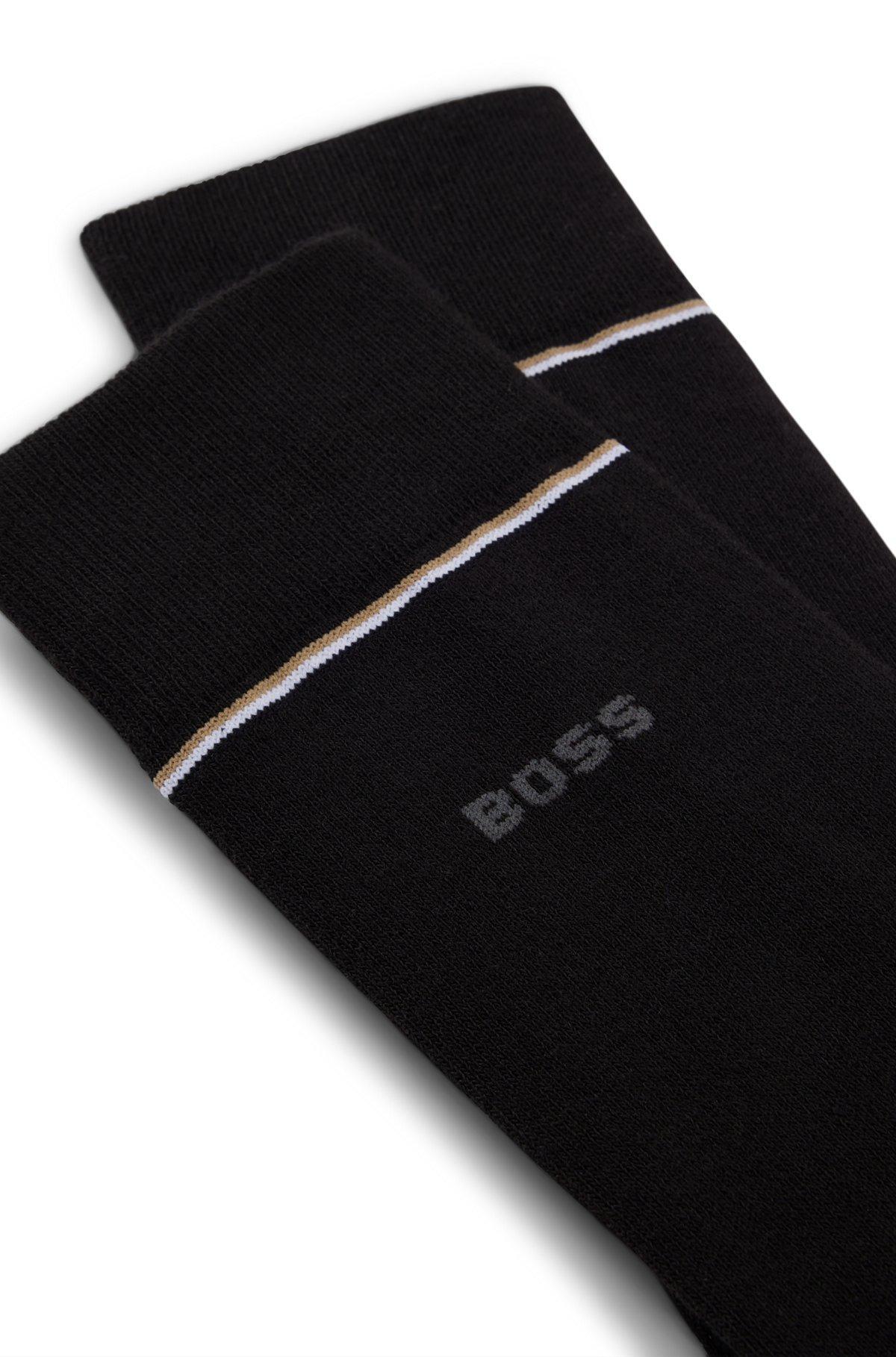 BOSS - Two-pack of regular-length performance-stretch socks - Black Product Image