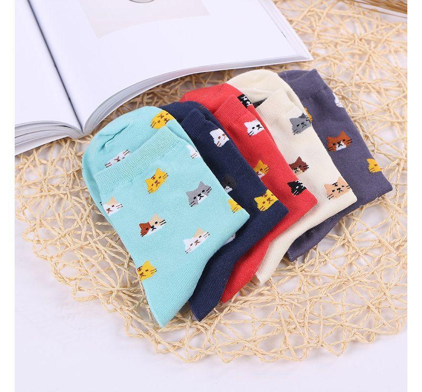 Cat Print Crew Socks / Set Product Image