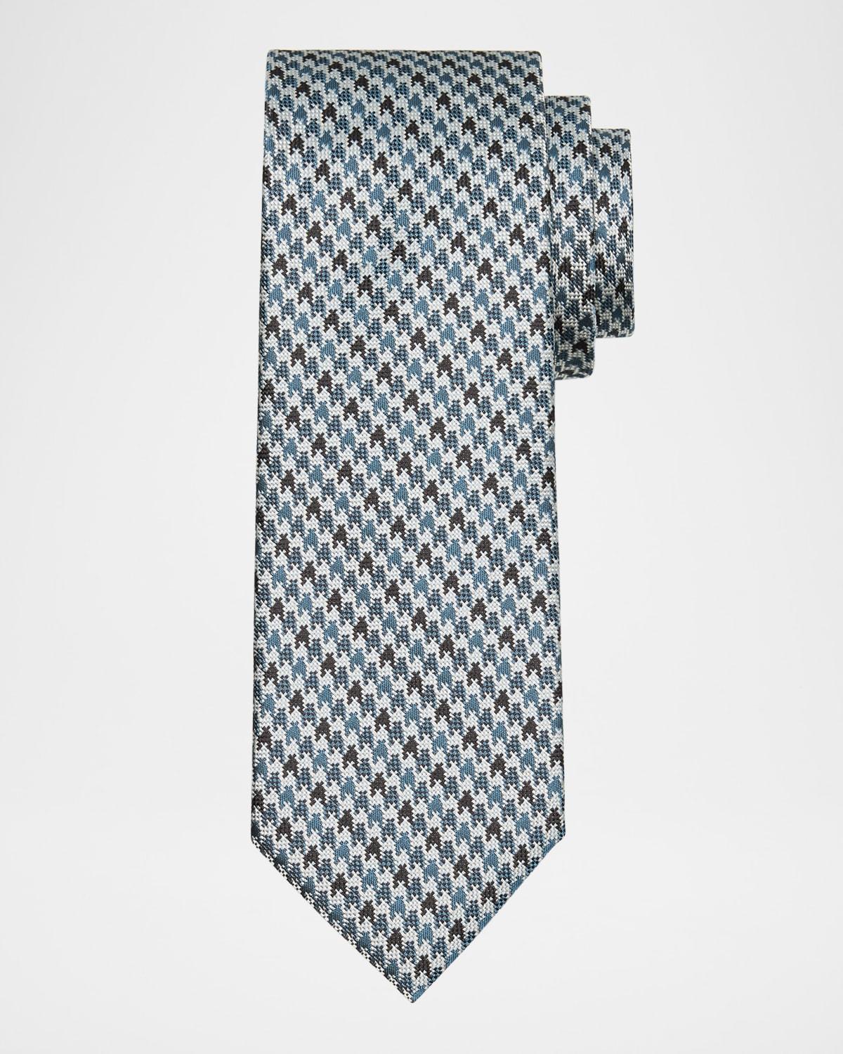 Mens Vertical Houndstooth Silk Tie Product Image