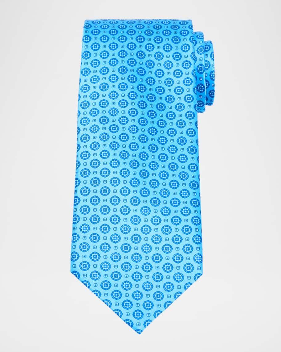 Mens Round Medallion Silk Tie Product Image