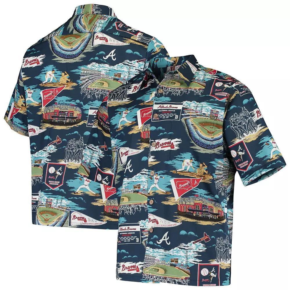 Men's Reyn Spooner Navy Atlanta Braves Scenic Button-Up Shirt, Size: Small, Blue Product Image