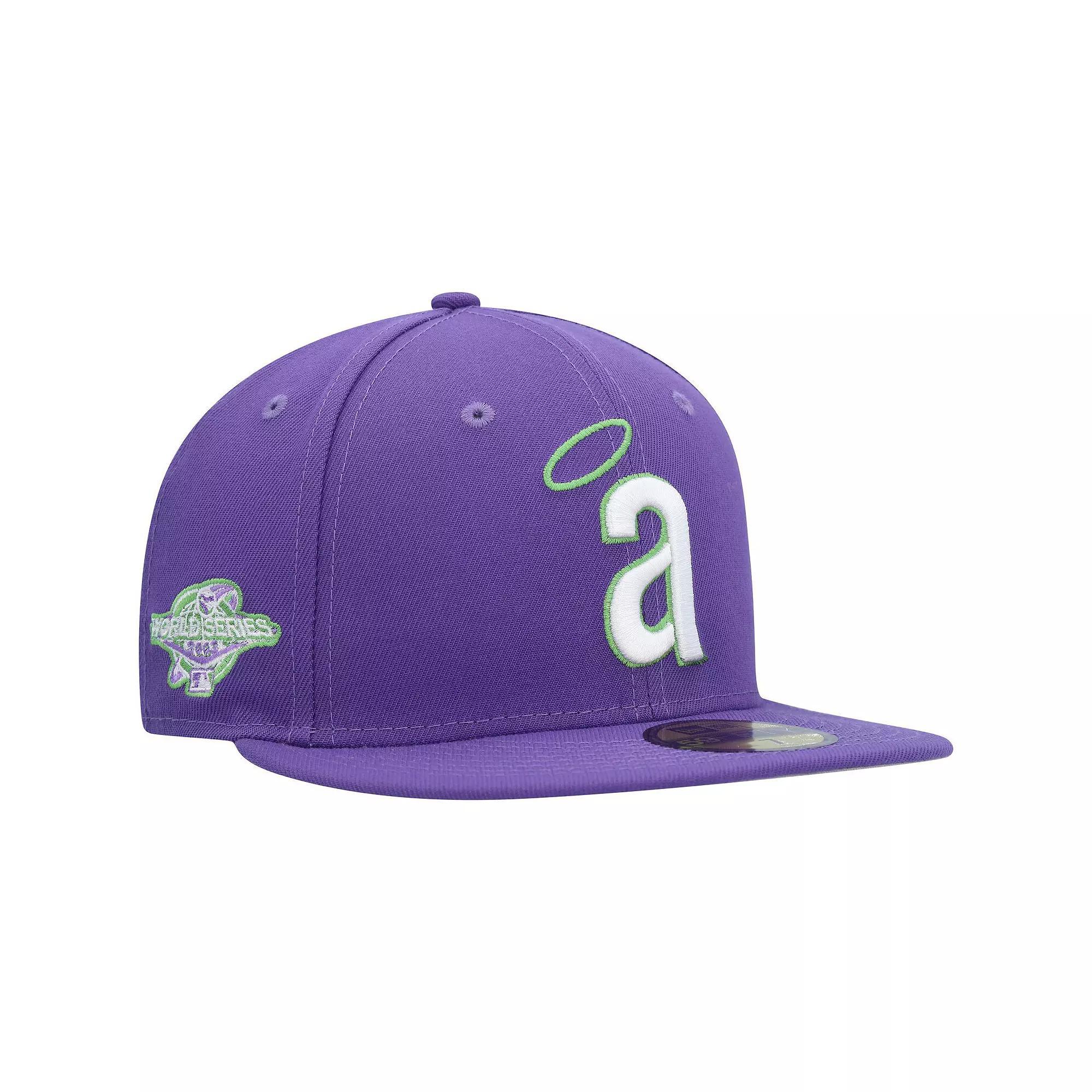 Men's New Era Purple California Angels Cooperstown Collection Lime Side Patch 59FIFTY Fitted Hat, Size: 7 5/8, Mlb Purple Product Image