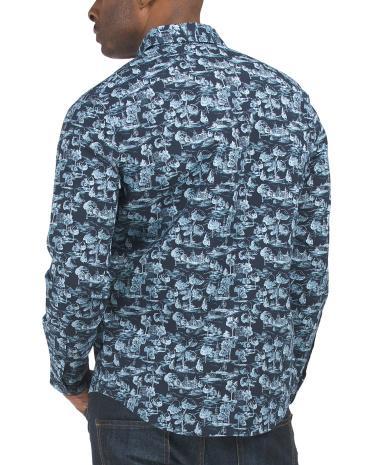 Long Sleeve Poplin Woven Shirt for Men | Cotton/Viscose/Elastane Product Image
