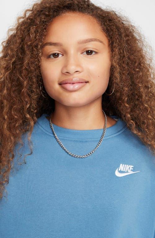 Nike Kids' Sportswear Club Fleece Crewneck Sweatshirt in Aegean Storm/White at Nordstrom, Size Xs Product Image