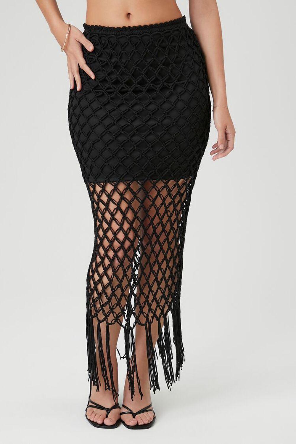 Sweater-Knit Netted Midi Skirt | Forever 21 Product Image
