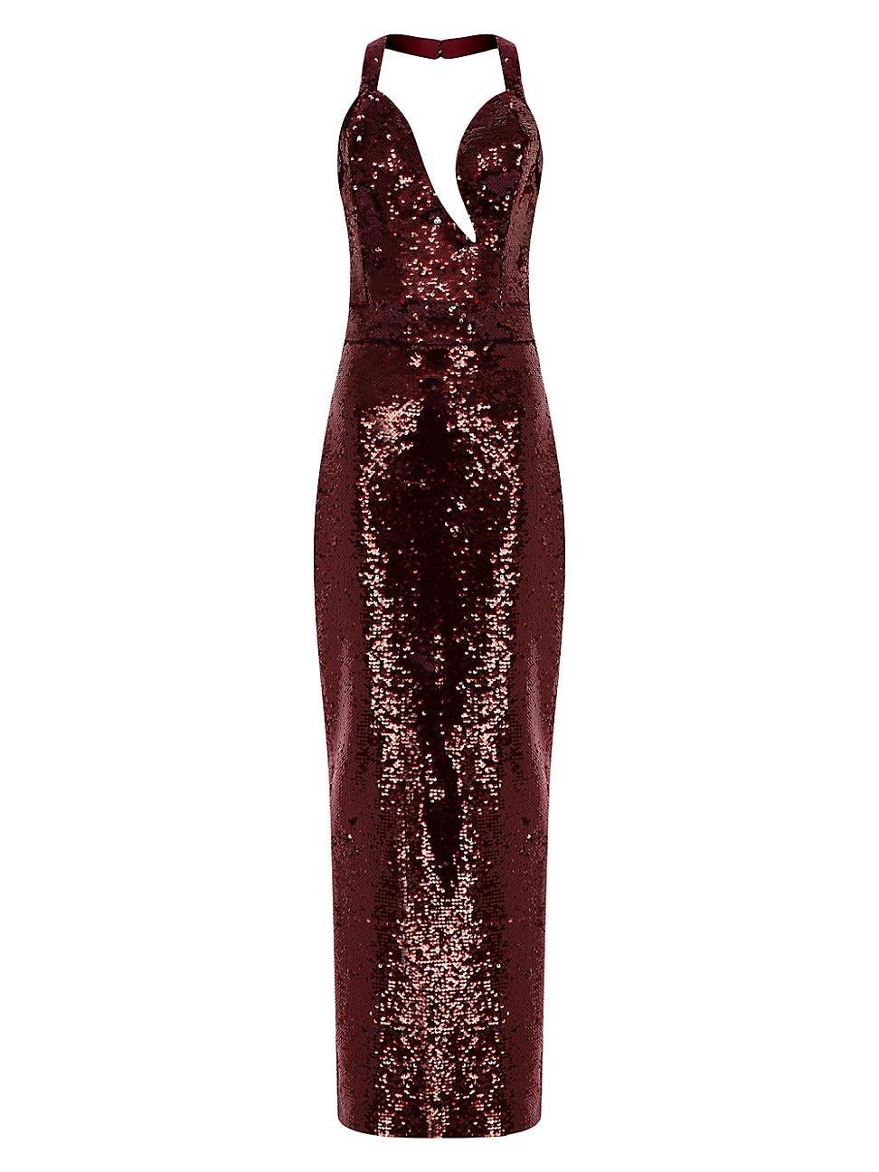 Womens Manon Sequined Halter Gown Product Image