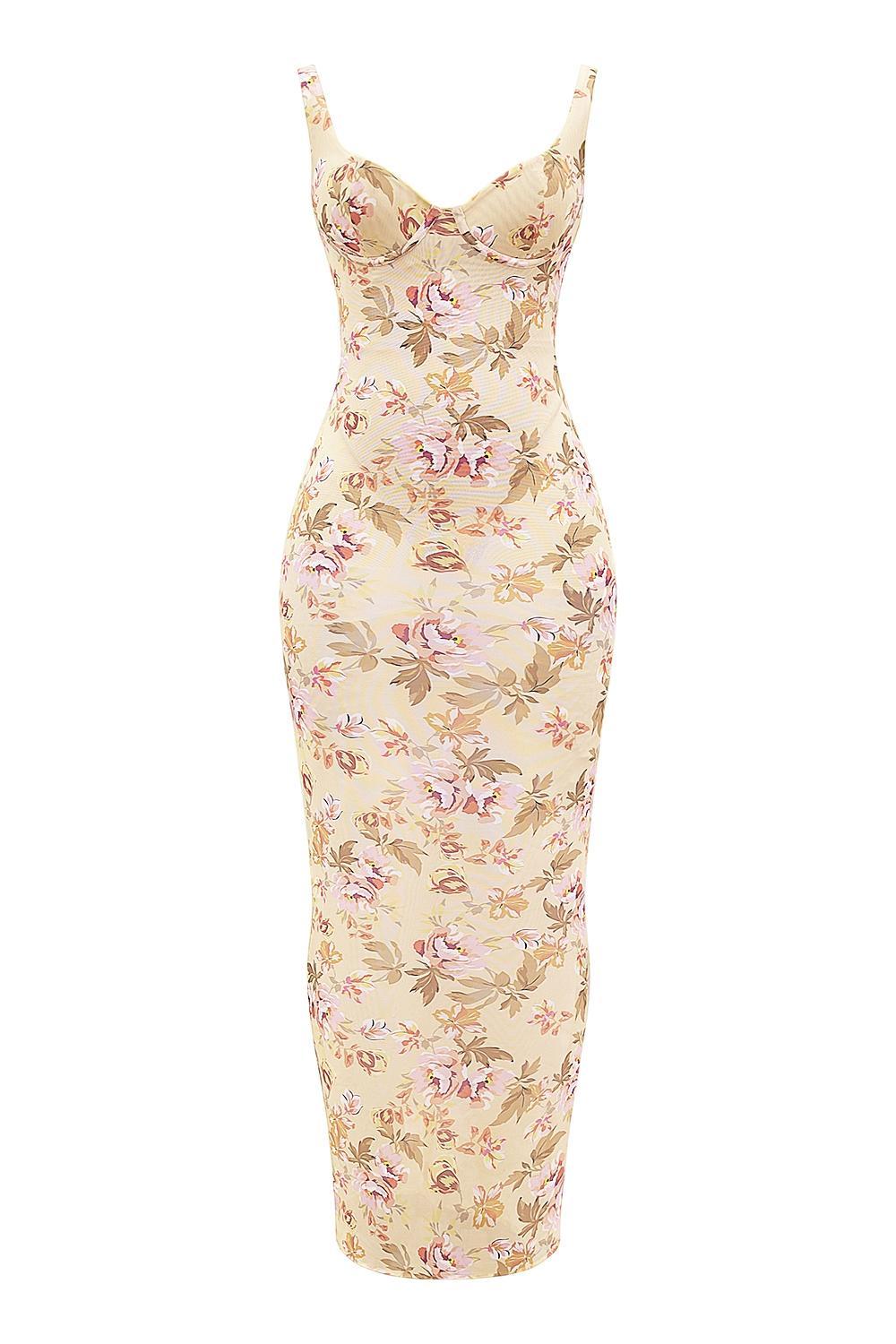 Cassidy  honeyflower print fluted hem maxi skirt Product Image