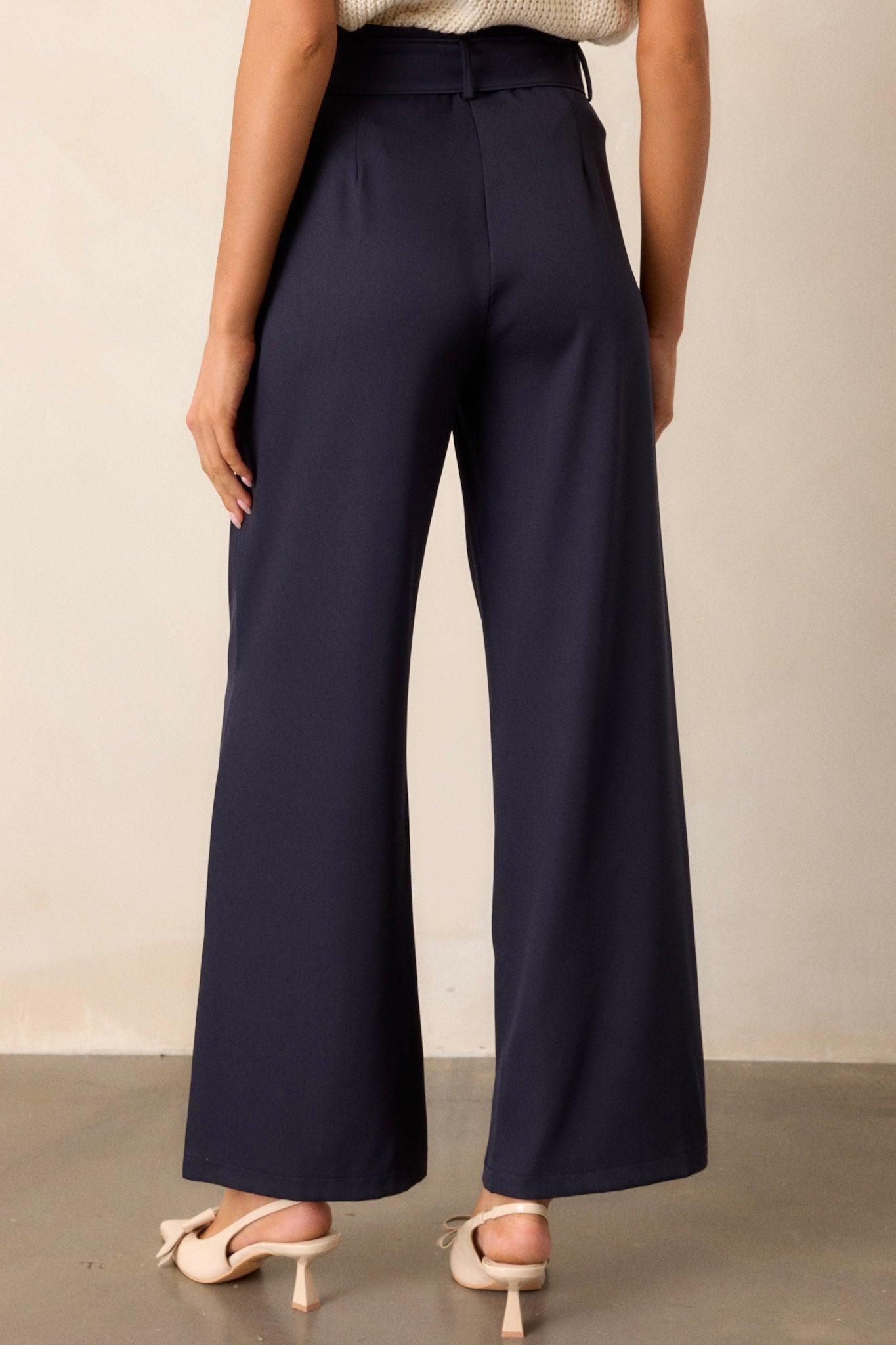 Gone Again Navy Belted Pants Product Image