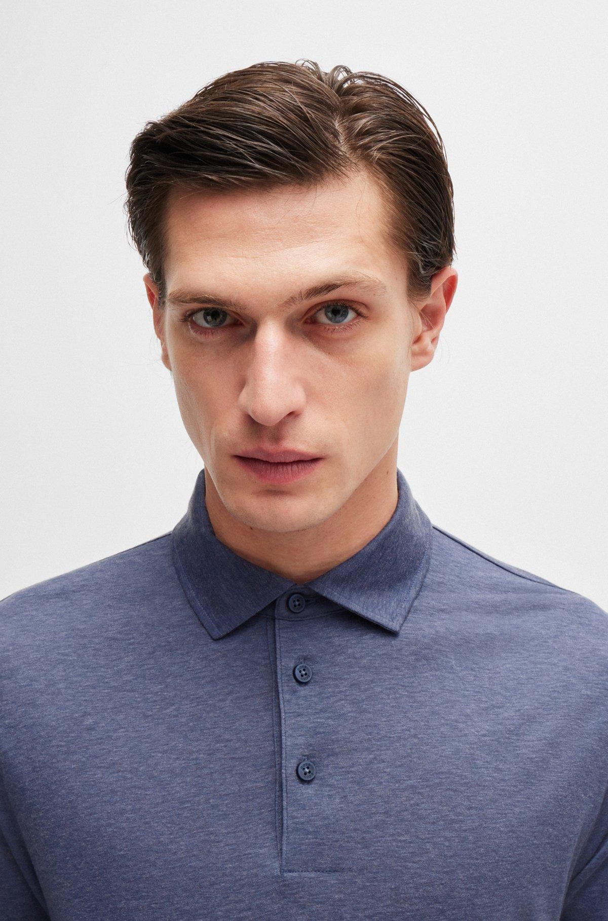 Slim-fit polo shirt with striped collar Product Image