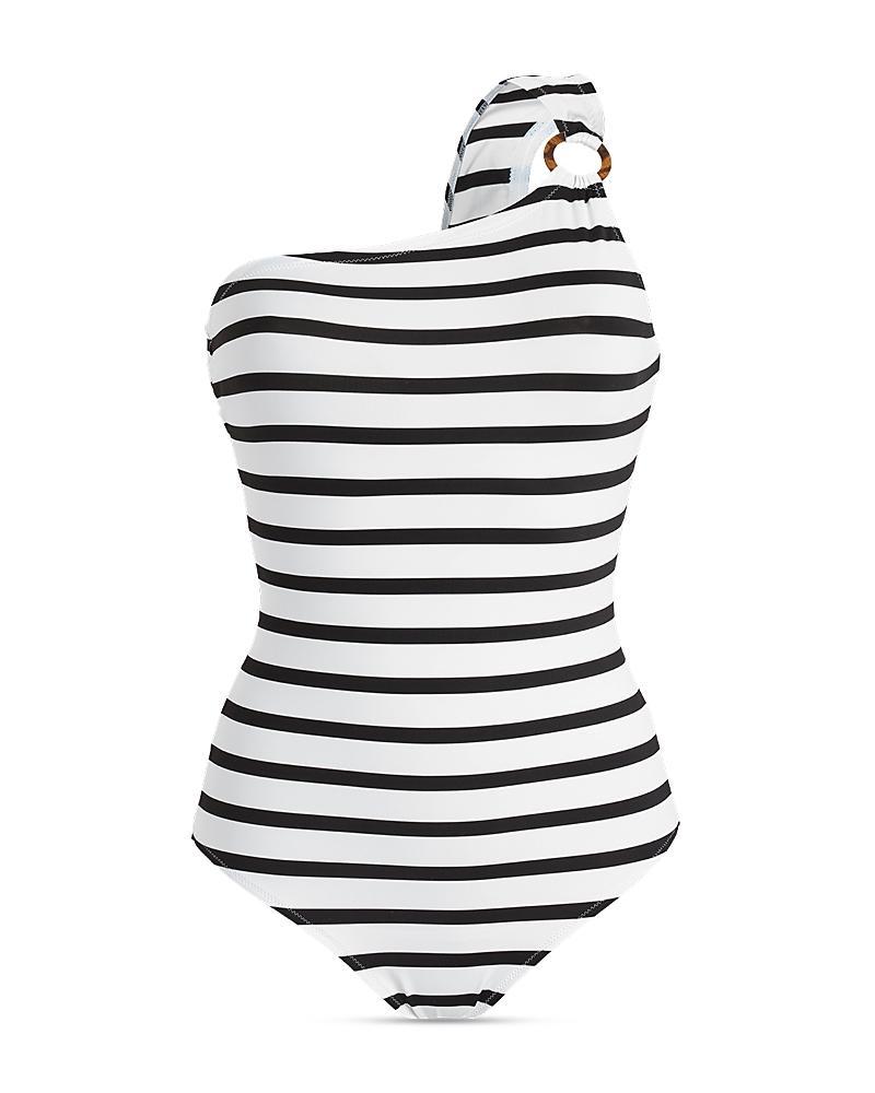 Vilebrequin Women's Rayures Asymmetric One-Piece in Noir Blanc at Nordstrom, Size X-Small Product Image