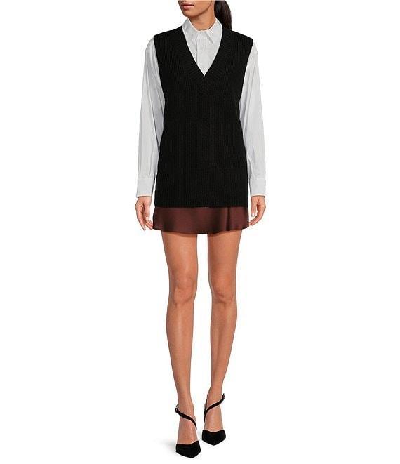 Gianni Bini Carolina Knit V-Neck Sleeveless Oversized Sweater Vest Product Image