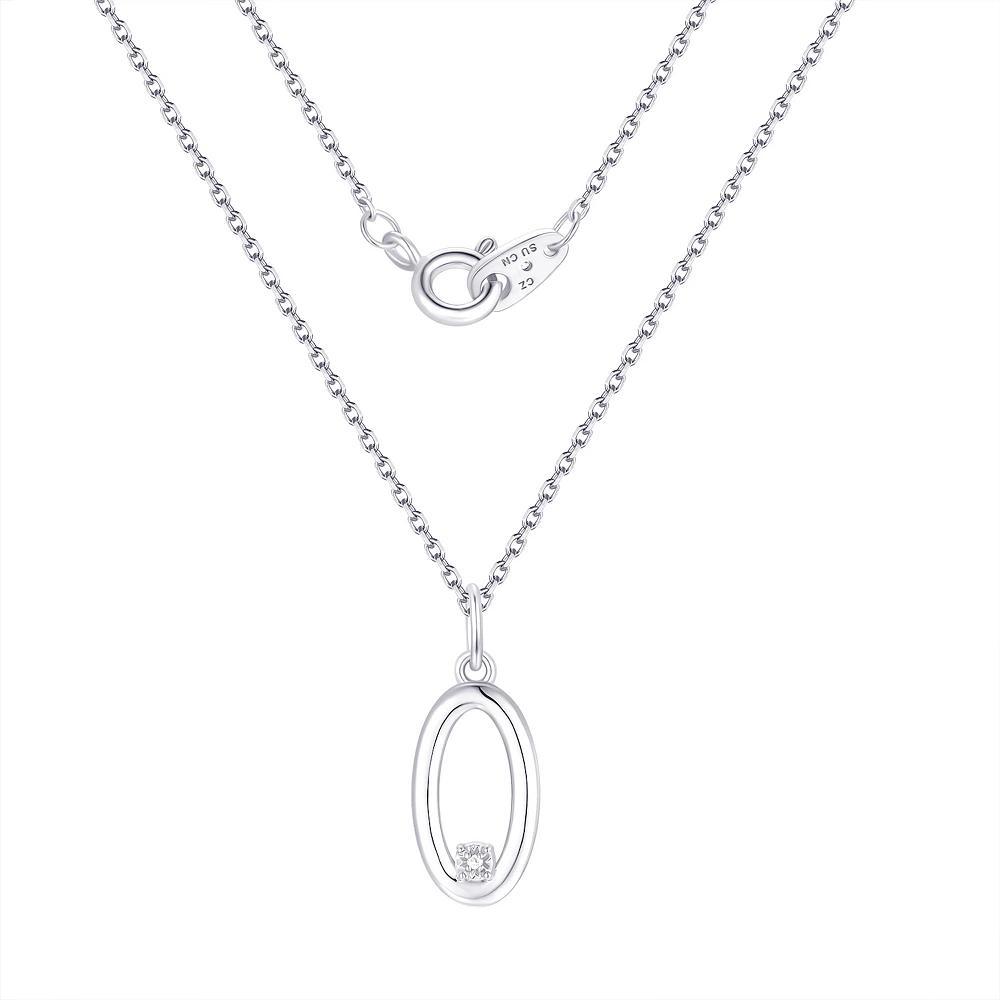 Forever Radiant Diamond Accent Initial Pendant Necklace, Women's, Size: 18", Silver Tone O Product Image