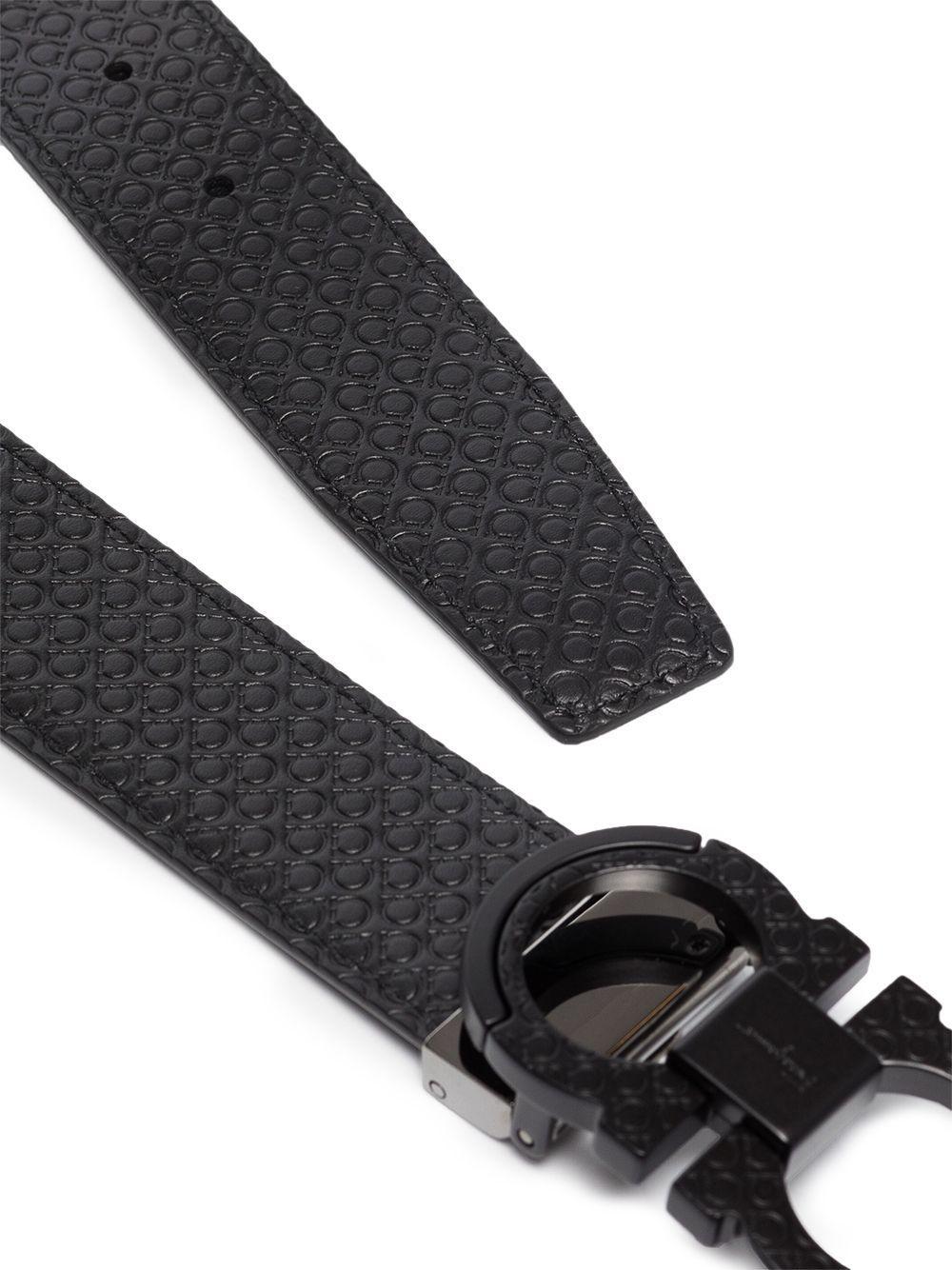 Gancini embossed leather belt Product Image