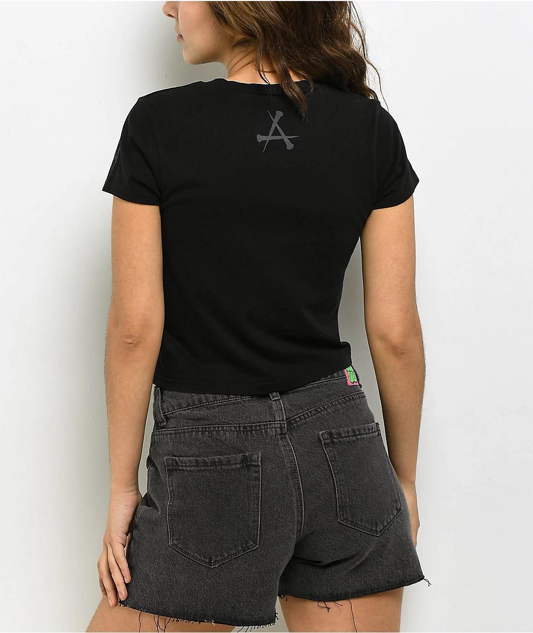 Affliction Inner Abyss Black Crop T-Shirt Product Image
