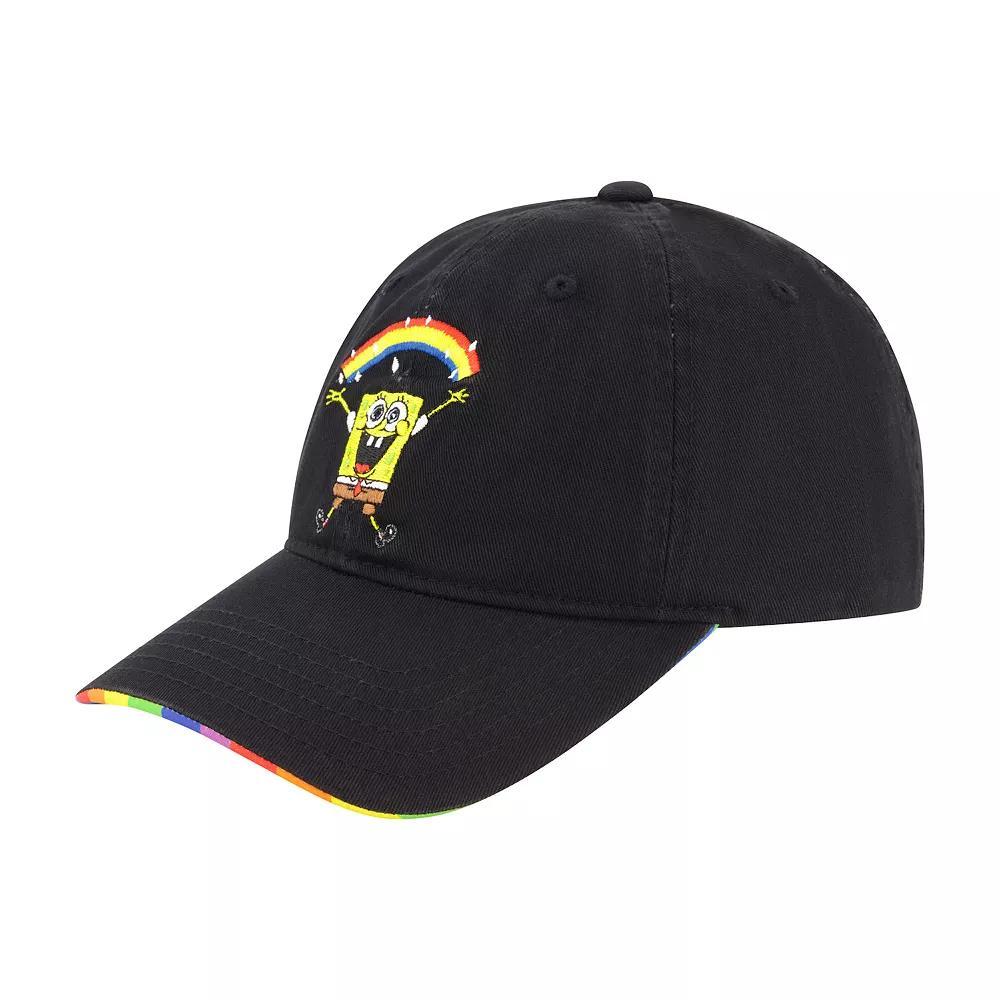 Men's SpongeBob SquarePants Imagination Rainbow Underbrim Print Dad Cap, Black Product Image
