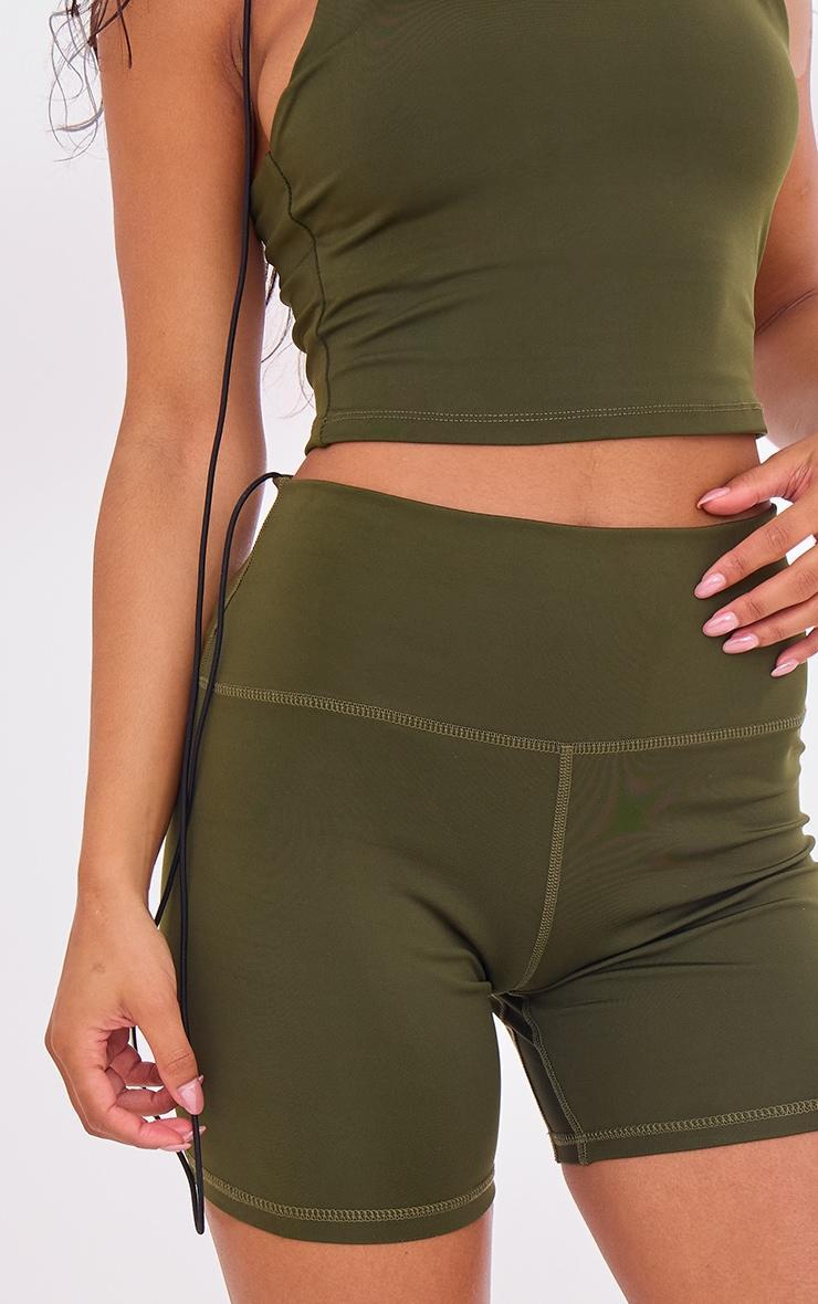 Khaki Pocket Detail Sculpt Biker Shorts Product Image
