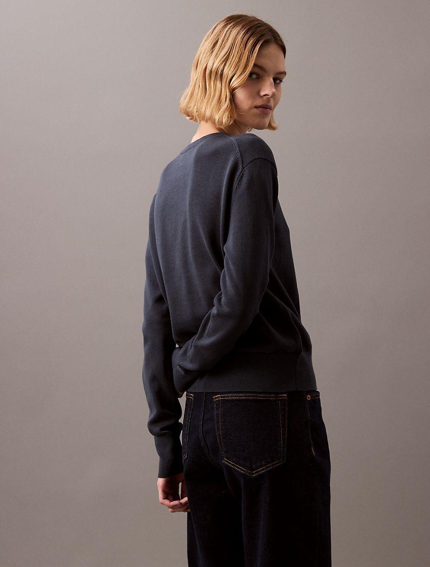 Smooth Cotton Relaxed Monogram Logo Sweater Product Image