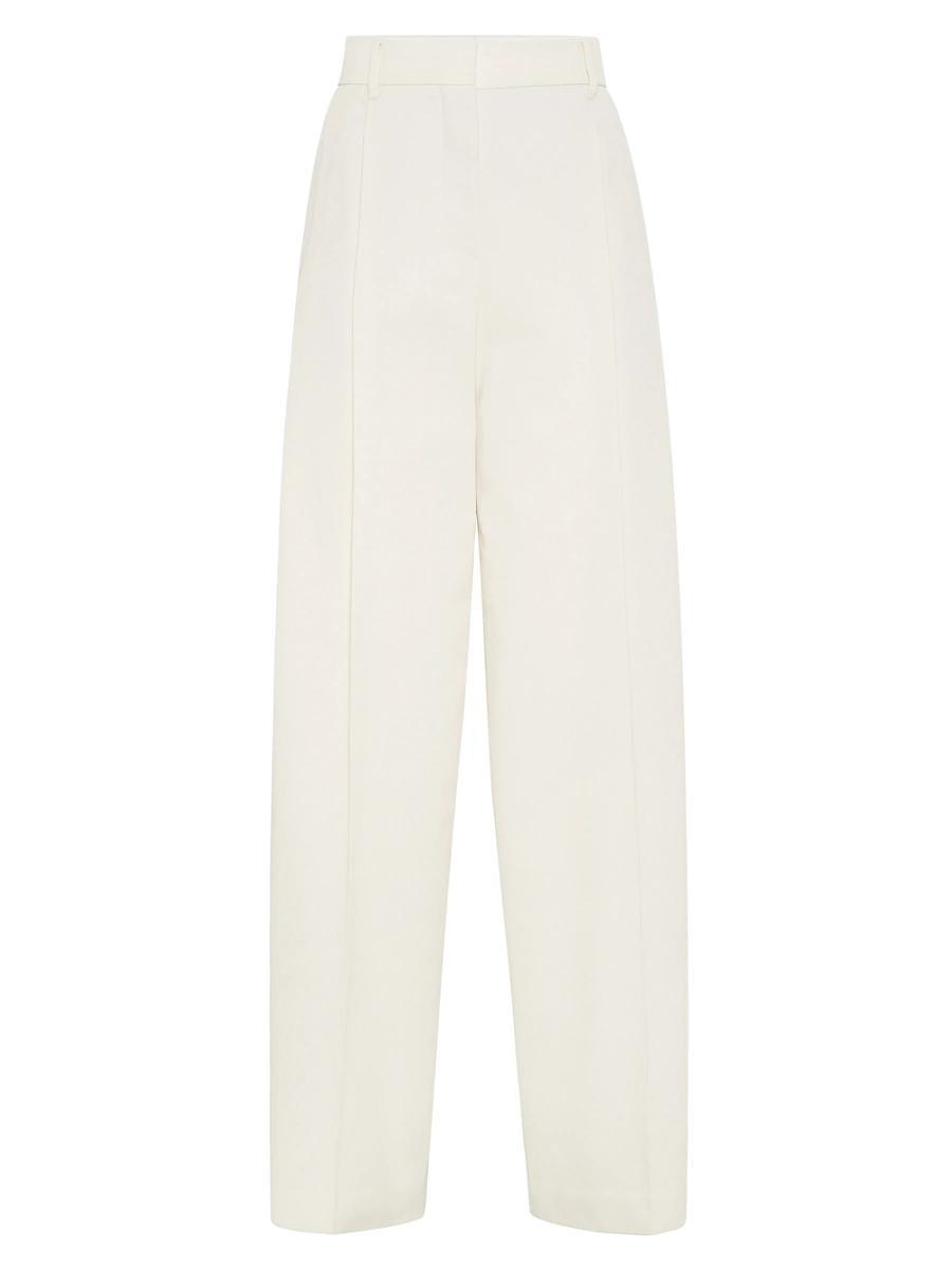 Womens Cotton and Wool Cover Pleated Wide Trousers Product Image