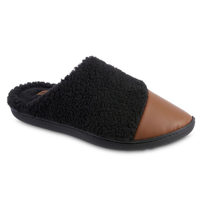 Isotoner Womens Tinsley Vegan Leather & Recycled Berber Clog Slippers - White Product Image
