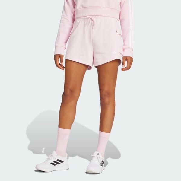 Women's adidas Essentials Small Logo Terry Sportswear Cargo Shorts, Size: XL, Bliss Purple Product Image