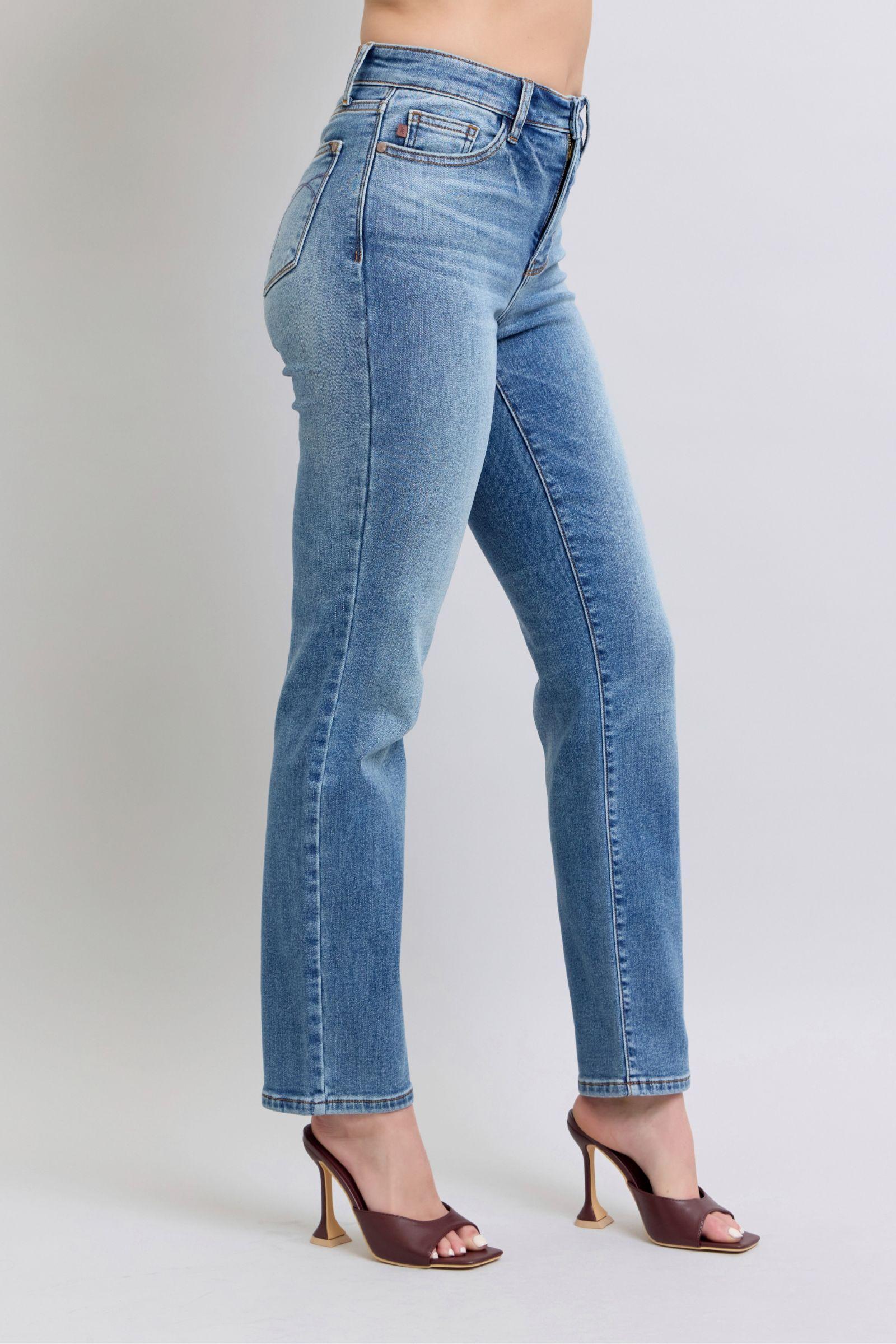 Judy Blue Vintage Wash Thermal Straight Jeans Product Image