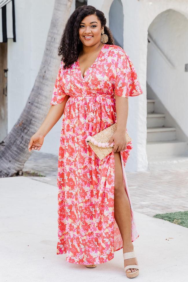Ready For You Maxi Dress in Watercolor Red Floral Print FINAL SALE Product Image