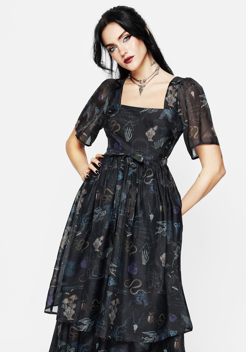 Maudeline Victoriana Print Layered Organza Midaxi Dress Product Image