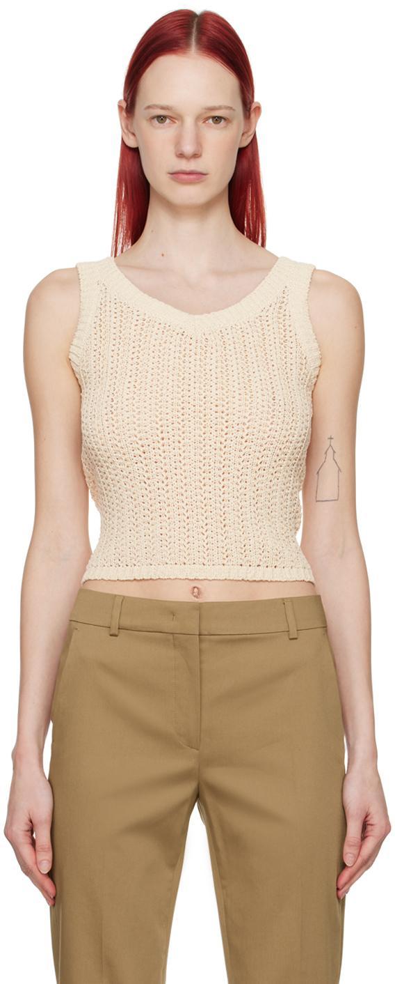MAX MARA Arrigo Knit Cotton-blend Tank Top In Ivory Product Image