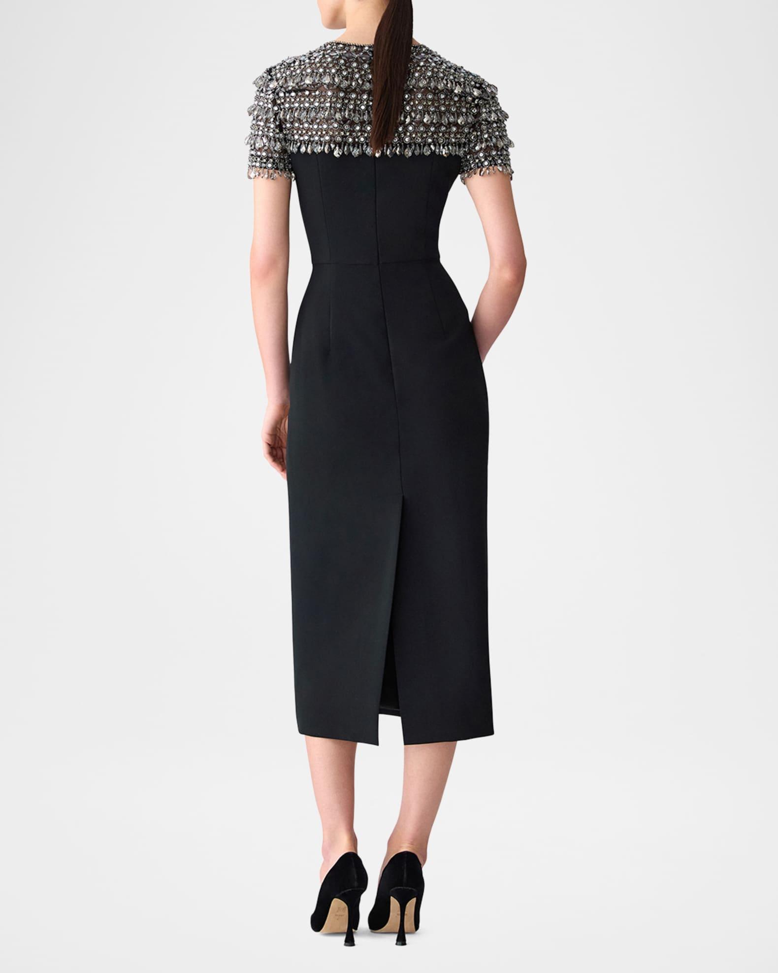 Embellished Short-Sleeve Crewneck Pencil Dress Product Image