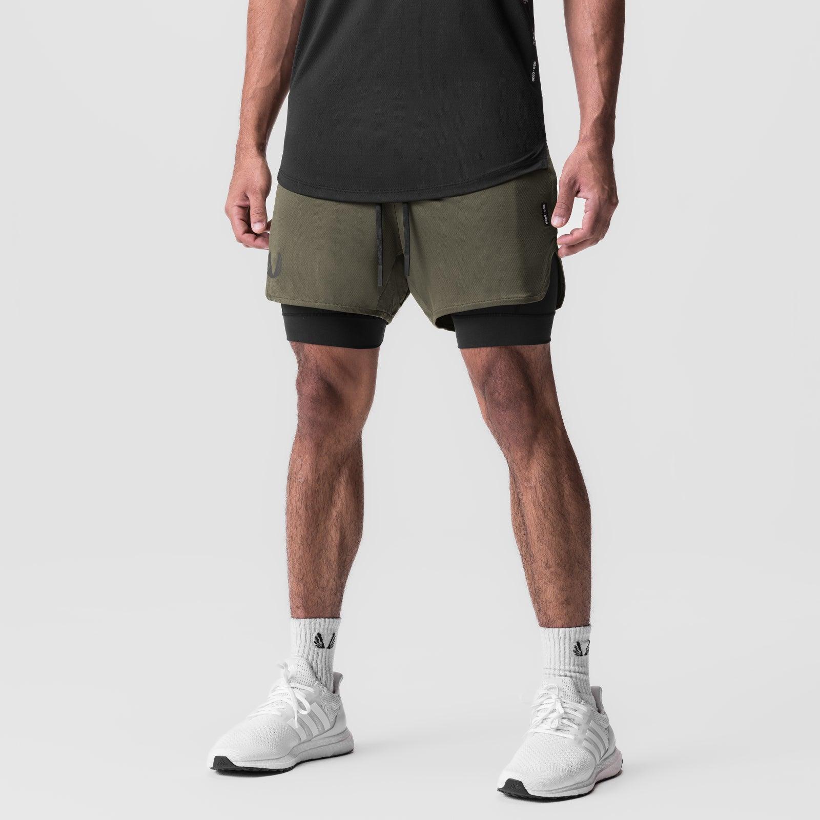 0828. AeroSilver® 5" Liner Short - Olive "Wings"/Black Product Image