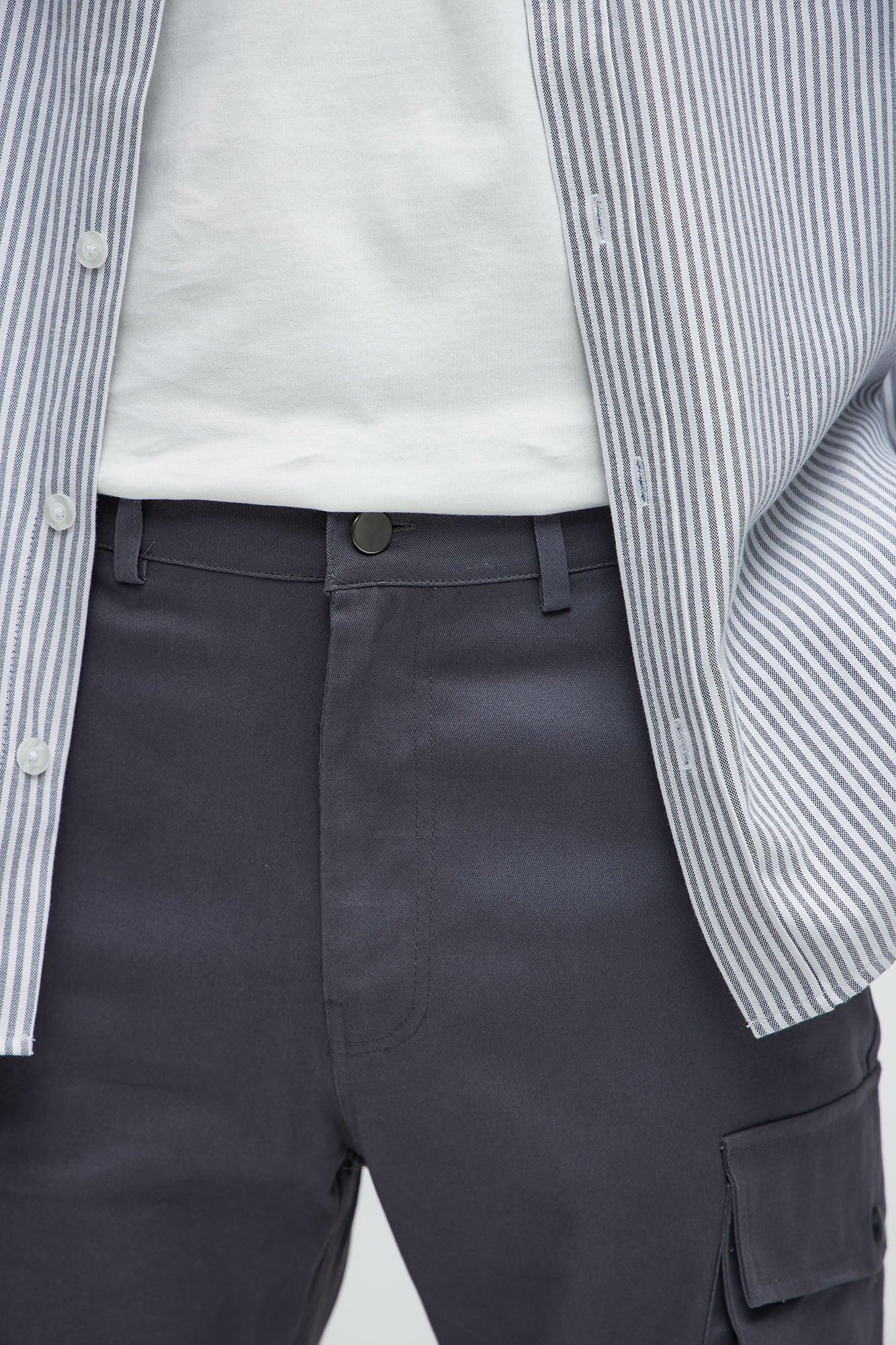 Stacked Skinny Flare 3 Way Cargo Pants - Grey Product Image