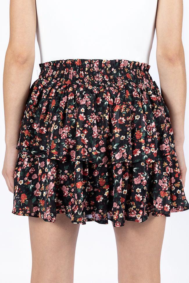 Breezy Black Floral Tiered Skort FINAL SALE Product Image