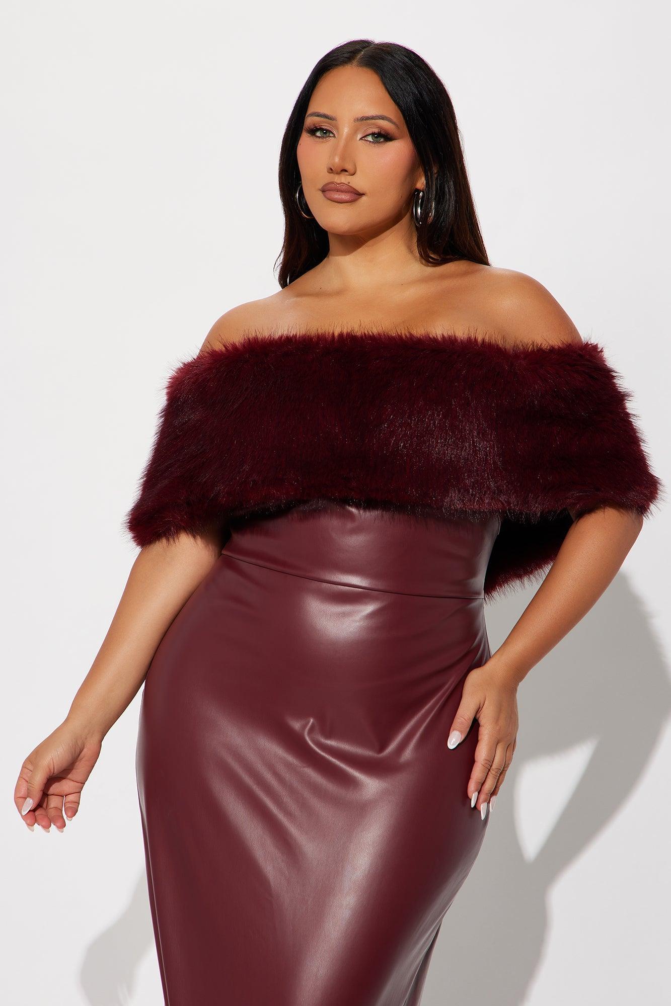 Jovie Faux Leather Maxi Dress - Burgundy Product Image