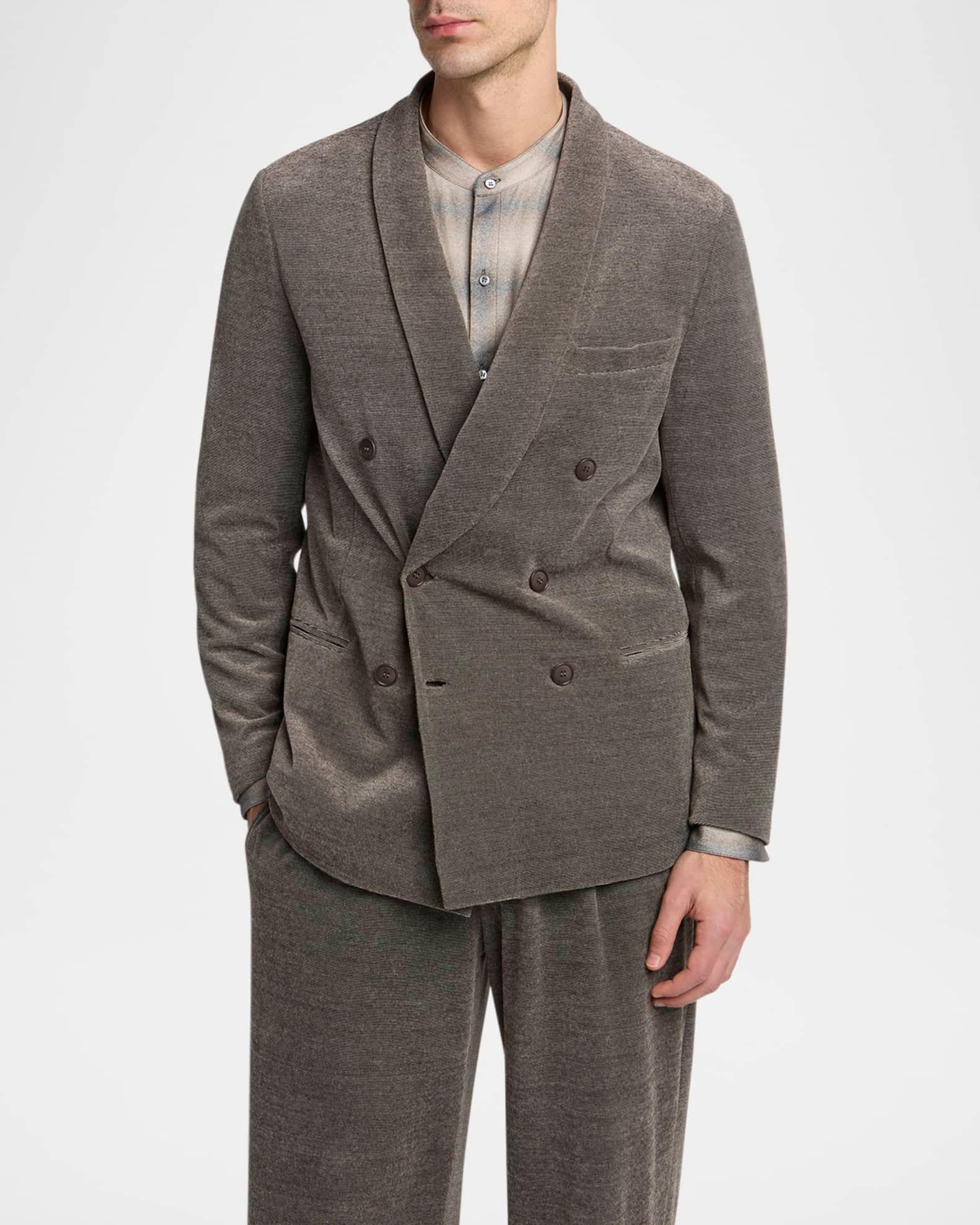Men's Stripe Chenille Double-Breasted Shawl-Lapel Sport Coat Product Image