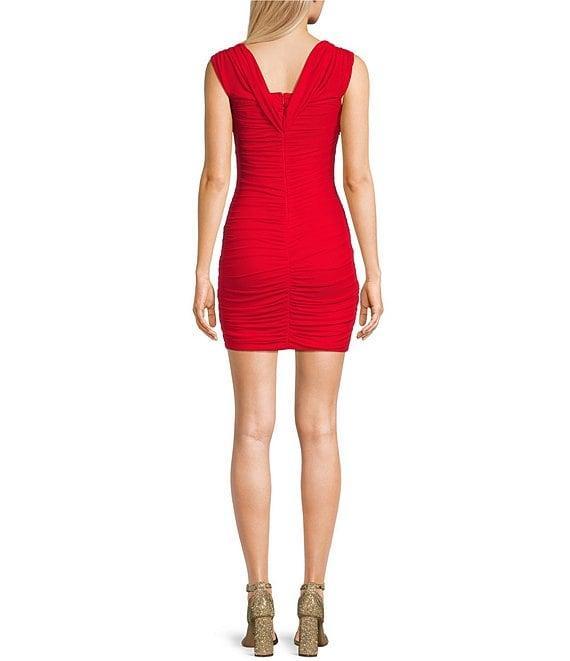 Lulus Ruched High Neck Bodycon Mini Dress Product Image