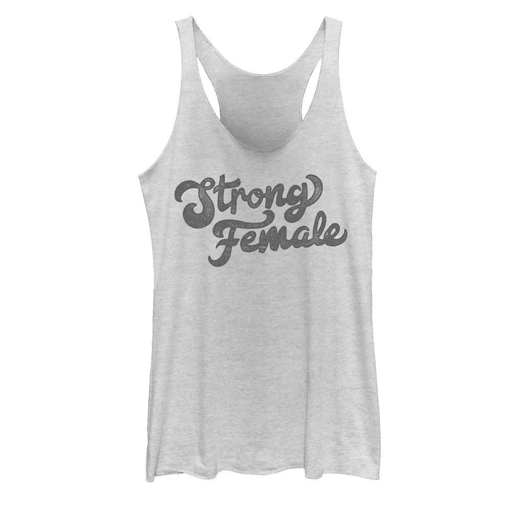 Juniors' Strong Female Retro Text Women's Empowerment Tank Top, Girl's, Size: XL, White Grey Product Image