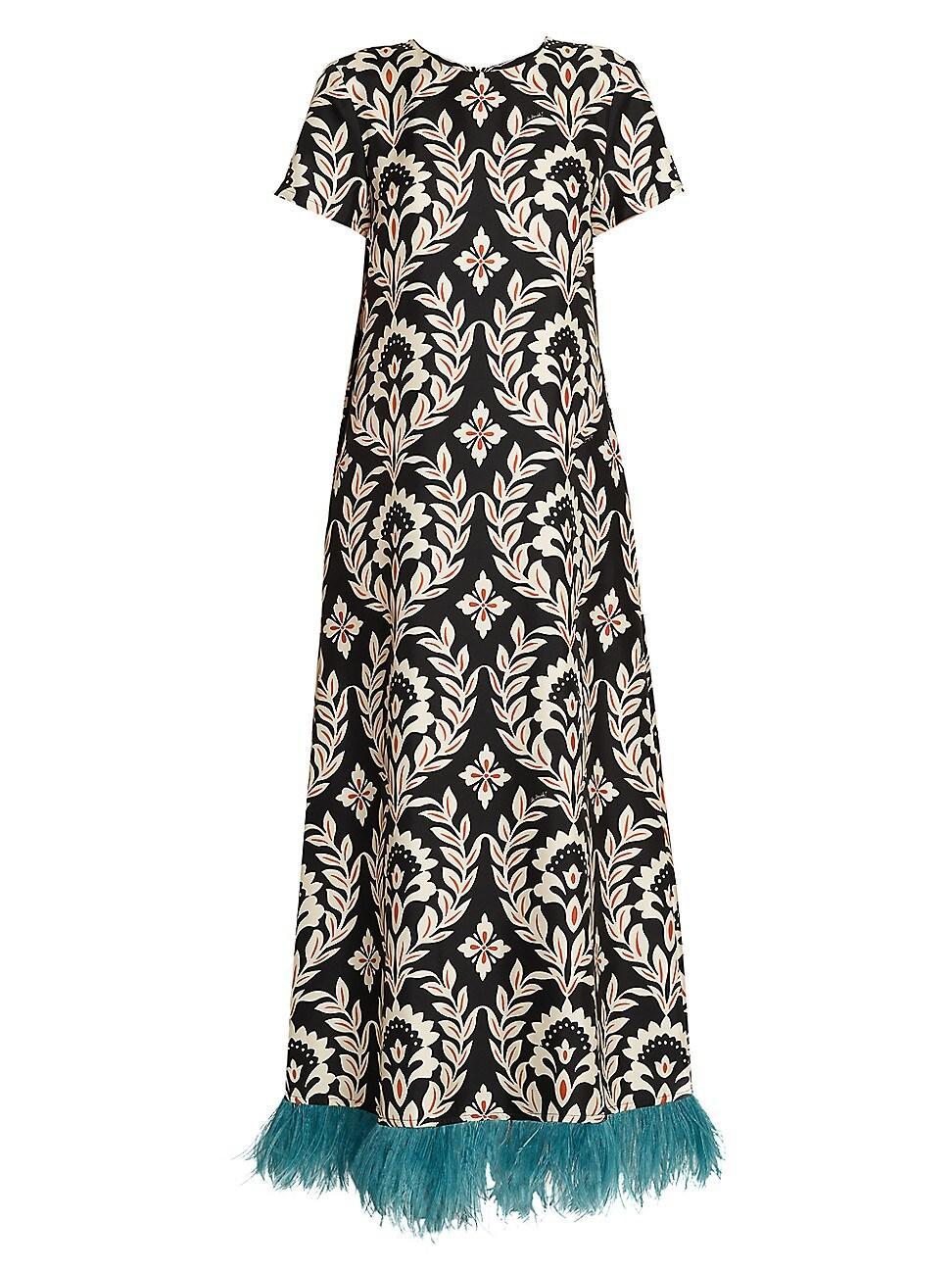 Short-Sleeve Swing Dress with Feathers Product Image