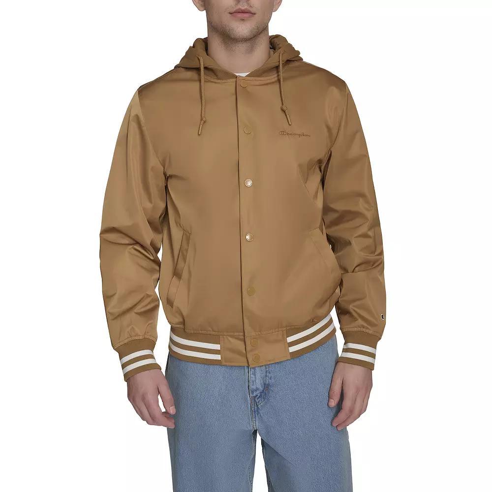 Men's Champion® Hooded Varsity Jacket, Size: Medium, Black Product Image