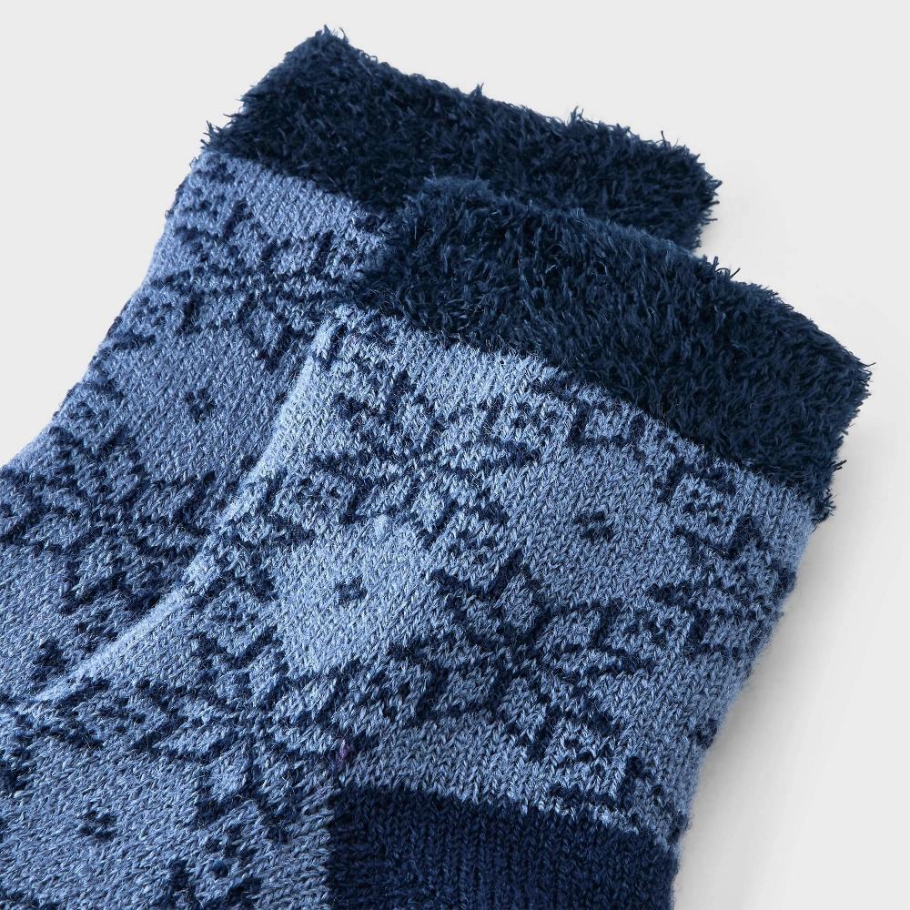 Womens Poinsettia Double Lined Cozy Ankle Socks - Auden Denim Blue 4-10: Knit Fairies Pattern, Lightweight, Machine Washable Product Image