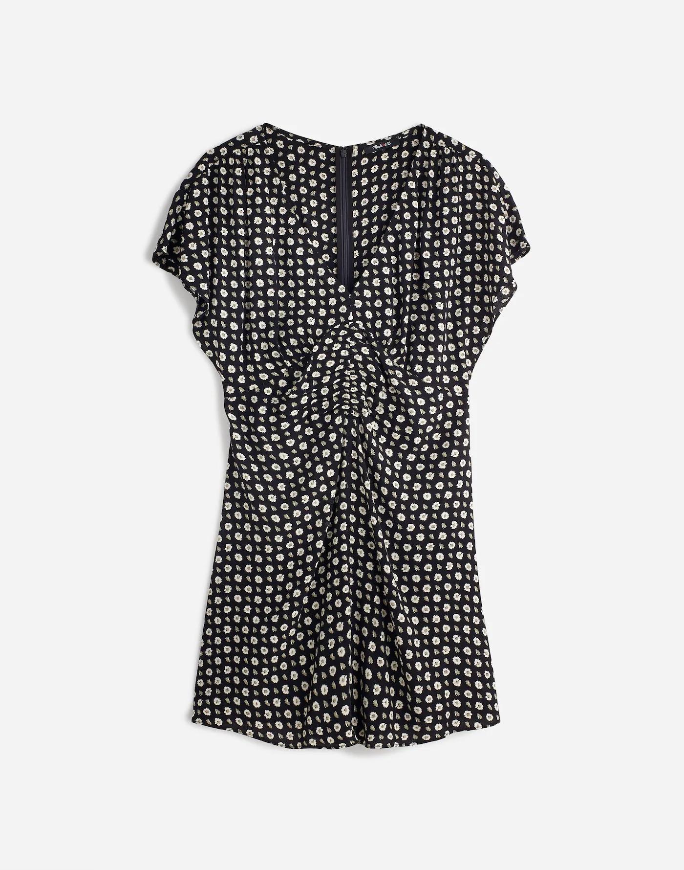 Ruched V-Neck Mini Dress in Floral Product Image