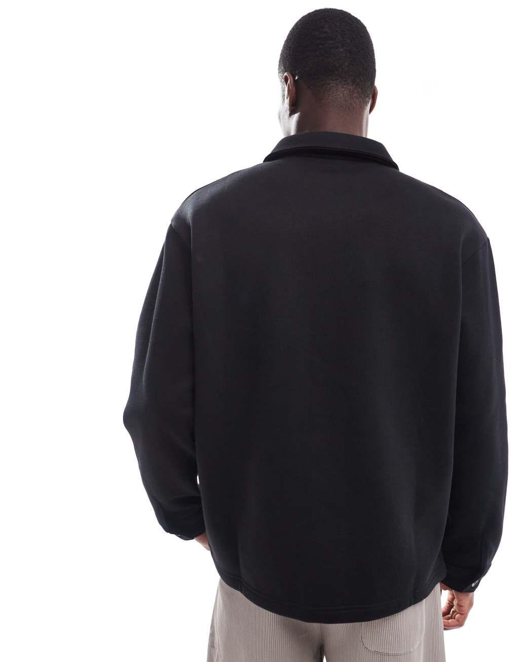 Selected Homme oversized jersey shirt in black Product Image