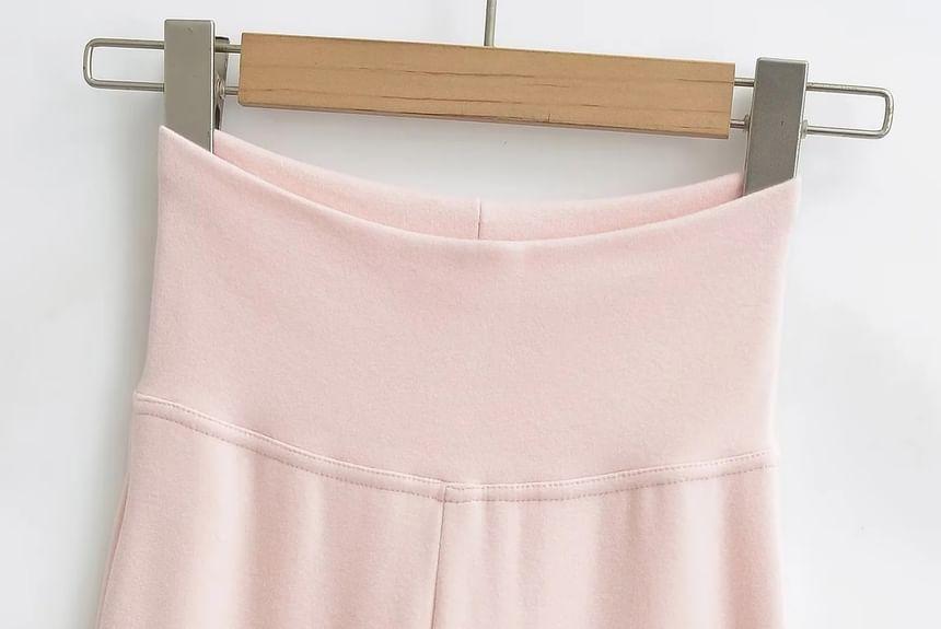High Waist Plain Bootcut Pants Product Image