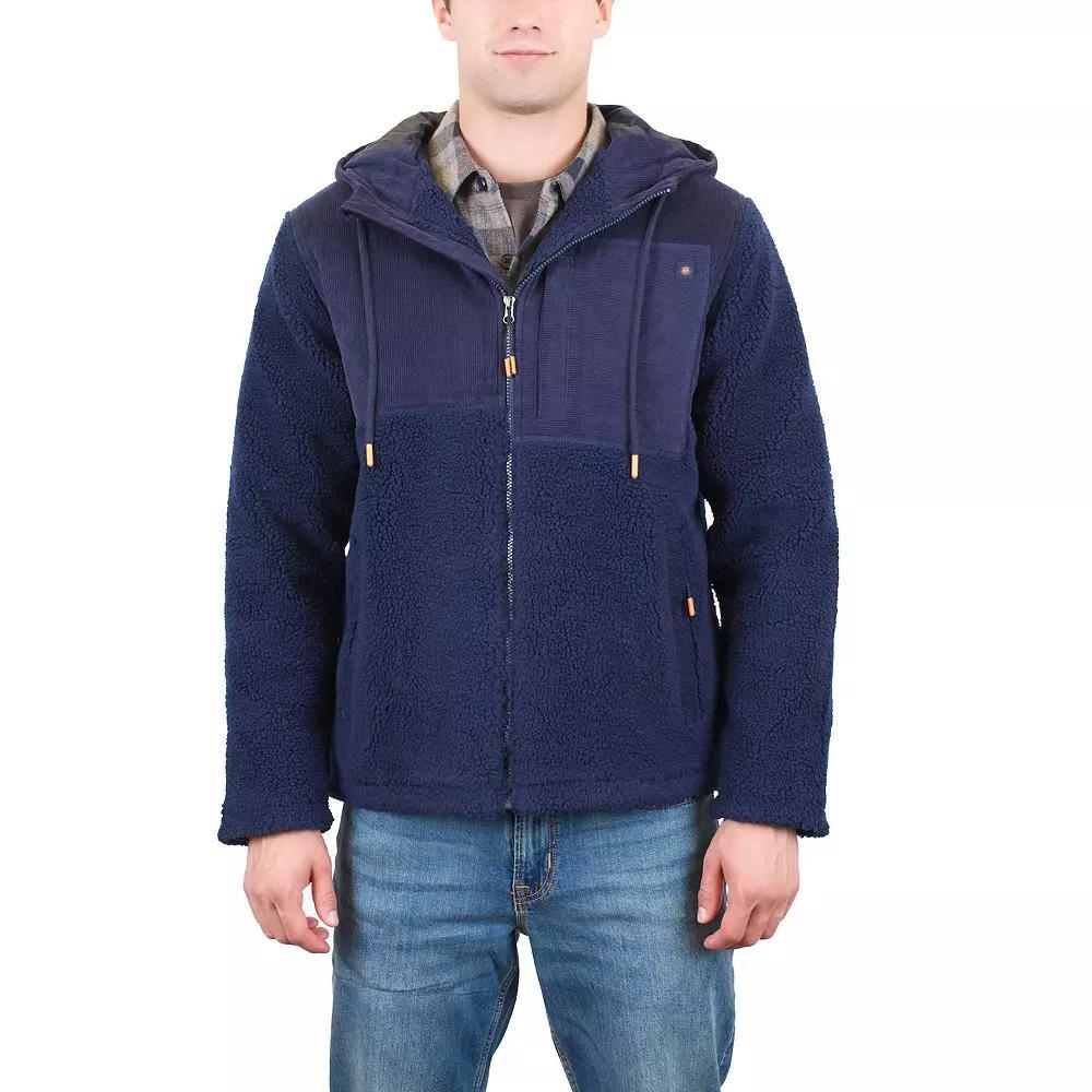 Men's Mountain and Isles Sherpa & Corduroy Zip-Front Hooded Jacket, Size: Small, Black Product Image