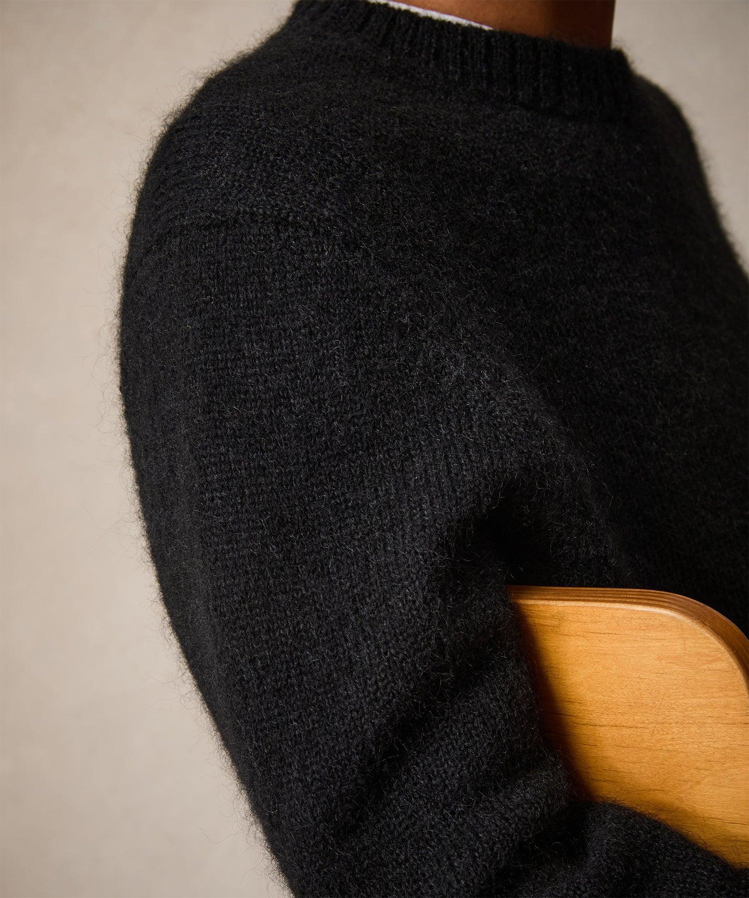 Brushed Mohair Crewneck Sweater in Black Product Image