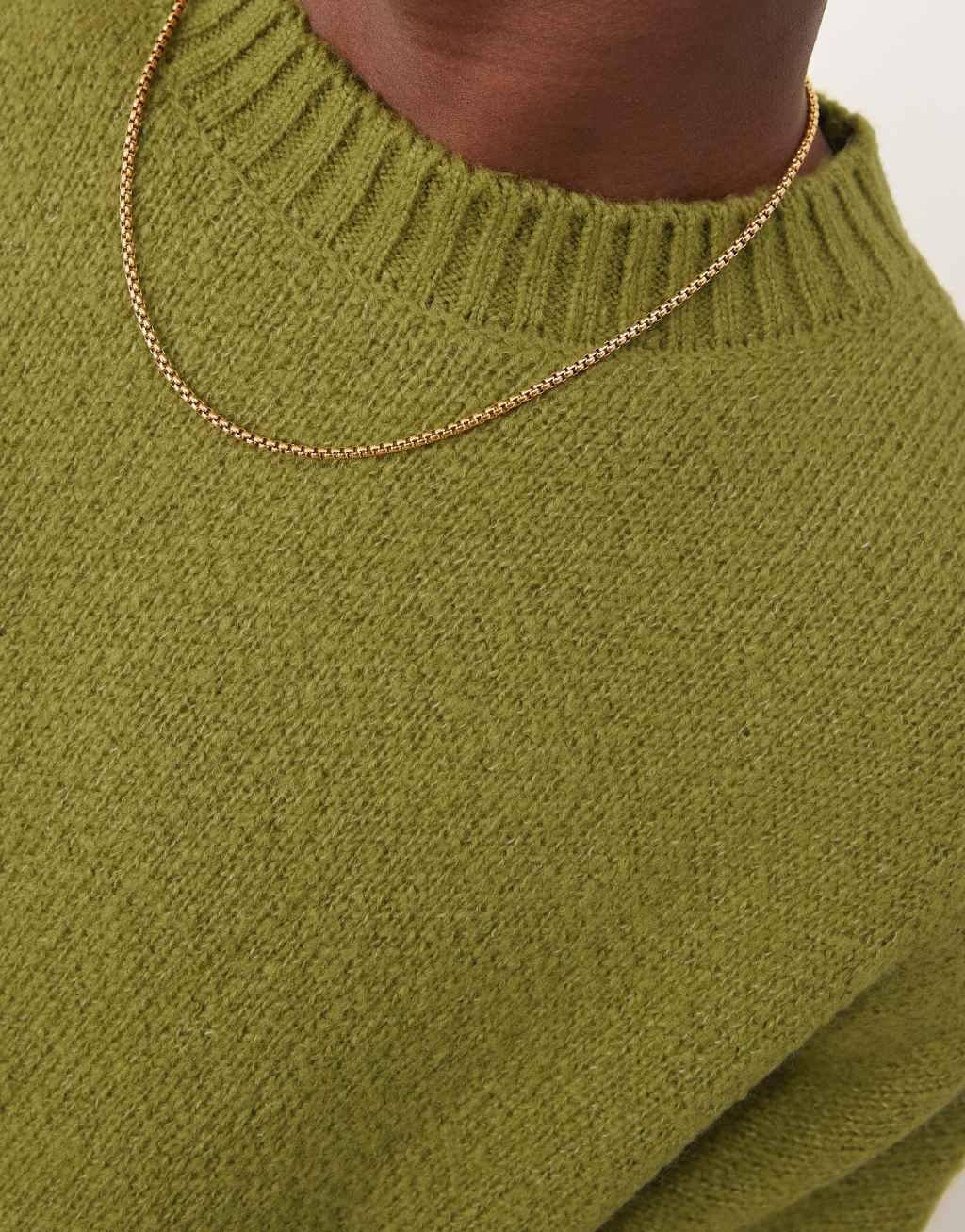 ASOS DESIGN super oversized boxy fit brushed knit crew neck sweater in khaki Product Image