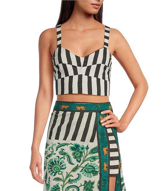 Mo Maya Stripe Sweetheart Neckline Sleeveless Coordinating Bra Top Product Image